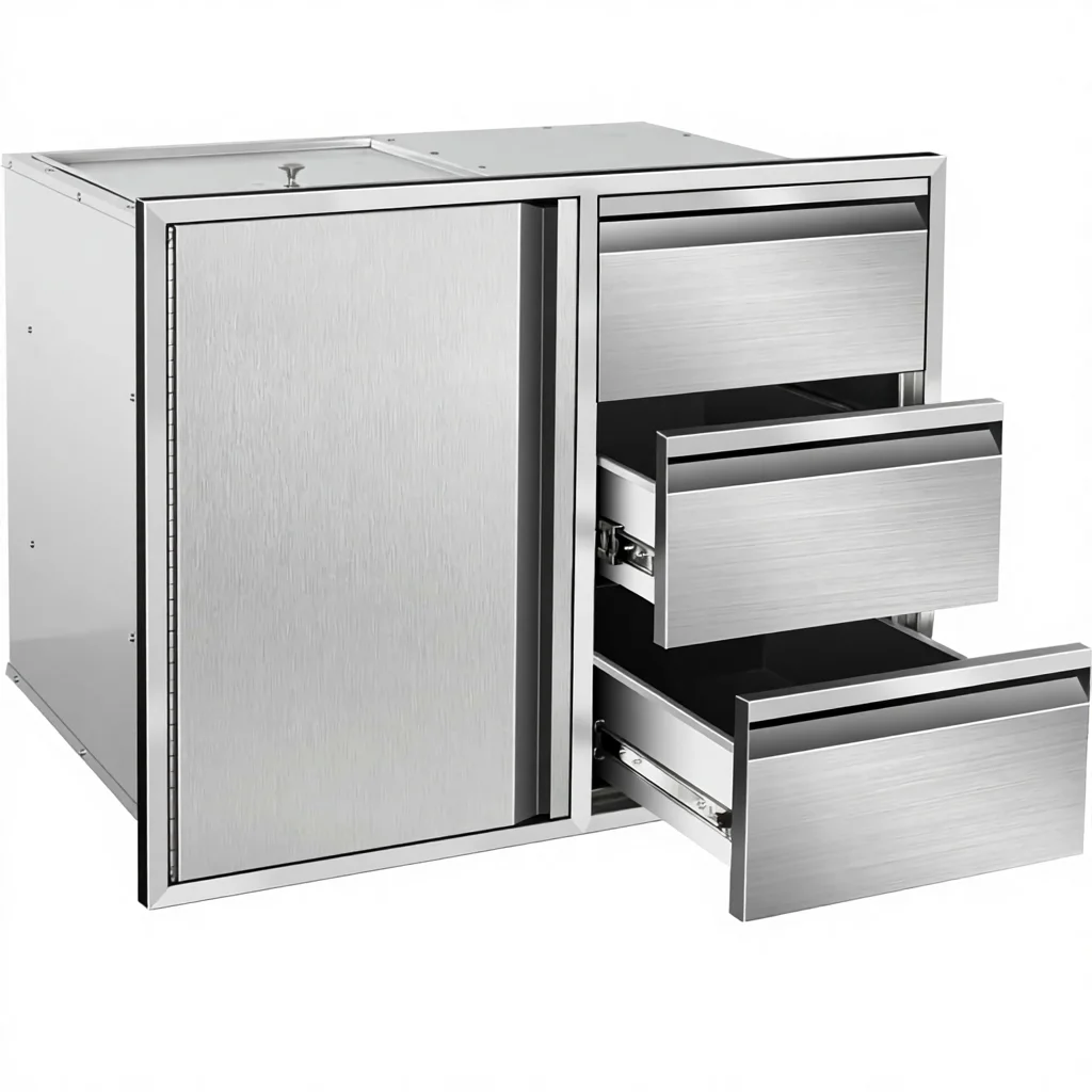 Outdoor Kitchen Cabinet Triple Drawers Access Door Combo Stainless Steel 28" W X 22" H X 19.5" D Built-in for Kitchen
Outdoor Kitchen Cabinet Triple Drawers Access Door Combo Stainless Steel 28" W X 22" H X 19.5" D Built-in for Kitchen