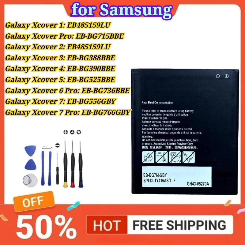 For ZONGJI New Compatible Battery for Samsung Galaxy Xcover 1/1 Pro/2/3/4/5/6 Pro/7/7 Pro+Free Tools
For ZONGJI New Compatible Battery for Samsung Galaxy Xcover 1/1 Pro/2/3/4/5/6 Pro/7/7 Pro+Free Tools