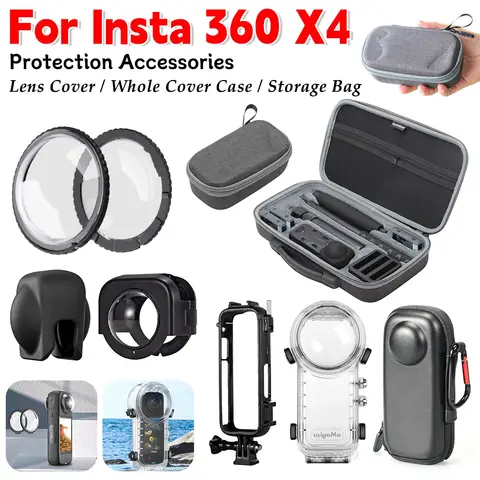 For Insta360 X4 Accessories Kit Protective Cover Camera Lens Cap Waterproof Fully Cover Case Frame Storage Bags For Insta 360 x4