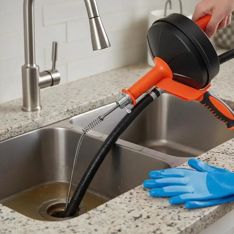 Plumbing Snake 25Ft For Kitchen Bathroom Shower Sink, Drill Attachment Drain Clog Remover Protective Hose Gloves Included Professional Pipe Cleaner Tool
Plumbing Snake 25Ft For Kitchen Bathroom Shower Sink, Drill Attachment Drain Clog Remover Protective Hose Gloves Included Professional Pipe Cleaner Tool