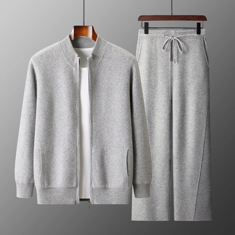 Autumn/Winter 100% Merino Wool Men's Set Casual Mock Neck Zipper cardigan Coat Solid Color Knitted Pants Pocket Two Piece Set
Autumn/Winter 100% Merino Wool Men's Set Casual Mock Neck Zipper cardigan Coat Solid Color Knitted Pants Pocket Two Piece Set