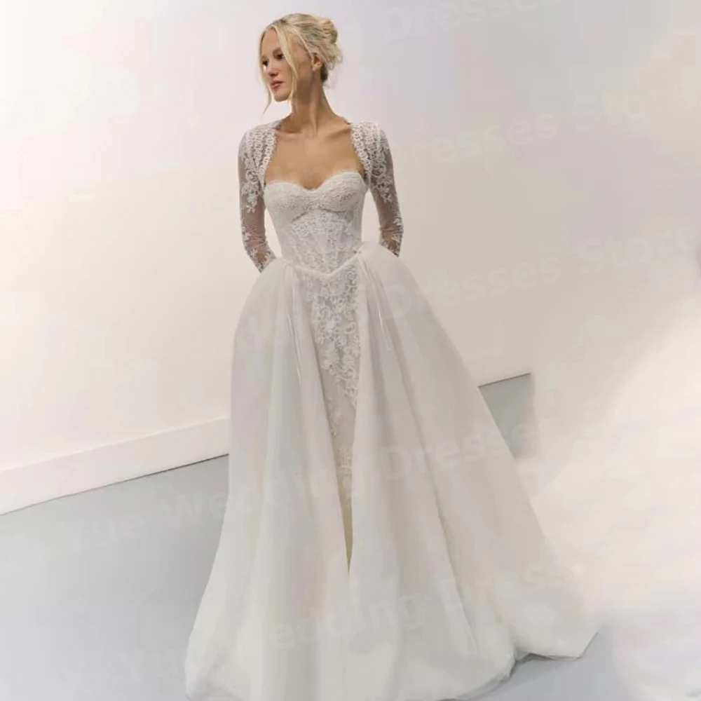 2026 A Line Women's Sweetheart Long Sleeve Lace Appliques Wedding Dresses Vestido De Novia Bride Gowns Customized Robe De Mariée
2026 A Line Women's Sweetheart Long Sleeve Lace Appliques Wedding Dresses Vestido De Novia Bride Gowns Customized Robe De Mariée
