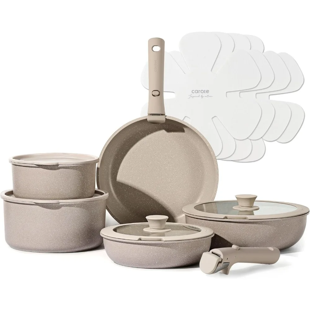 CAROTE 15pcs Pots and Pans Set, Nonstick Cookware Set Detachable Handle, Induction Kitchen Cookware Sets Non Stick
CAROTE 15pcs Pots and Pans Set, Nonstick Cookware Set Detachable Handle, Induction Kitchen Cookware Sets Non Stick