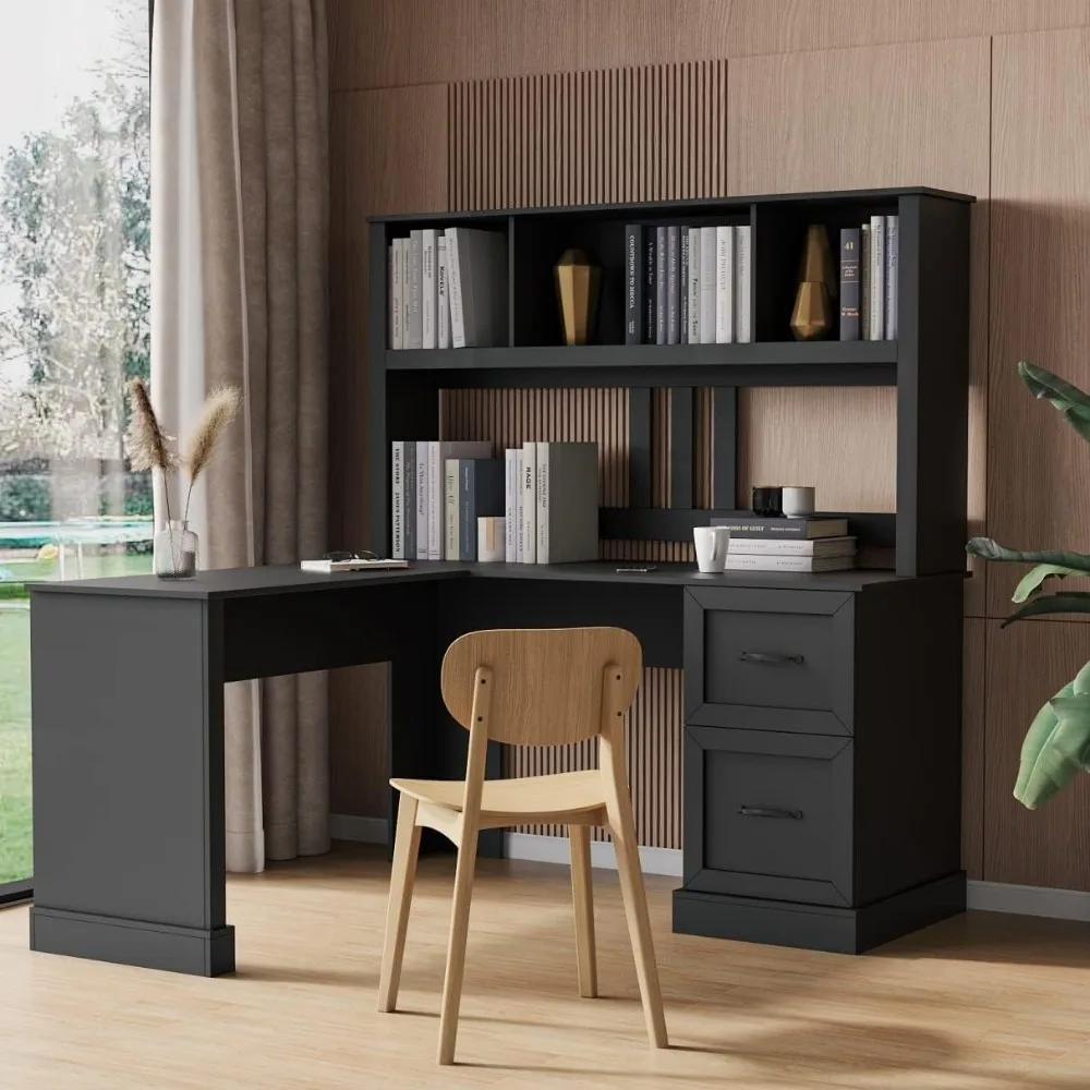 L Shaped Computer Desk with Hutch, Home Office Desk with Drawers and Bookshelf, Corner Desk, Study Table Writing Desk with Stor
L Shaped Computer Desk with Hutch, Home Office Desk with Drawers and Bookshelf, Corner Desk, Study Table Writing Desk with Stor