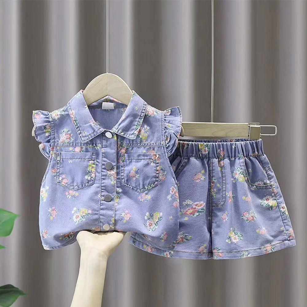 Summer 2Pcs Girls Floral Printing Suits Baby Girl Fashion Sleeveless Top Shirts+ Shorts Two-Piece Clothing Sets Outdoor
Summer 2Pcs Girls Floral Printing Suits Baby Girl Fashion Sleeveless Top Shirts+ Shorts Two-Piece Clothing Sets Outdoor