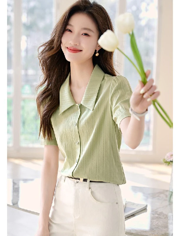 Fashionable Versatile Bubble Sleeve Short Sleeve Shirt Women's Top Trendy Commute Style Korean Loose Fit Collar Shirt
Fashionable Versatile Bubble Sleeve Short Sleeve Shirt Women's Top Trendy Commute Style Korean Loose Fit Collar Shirt
