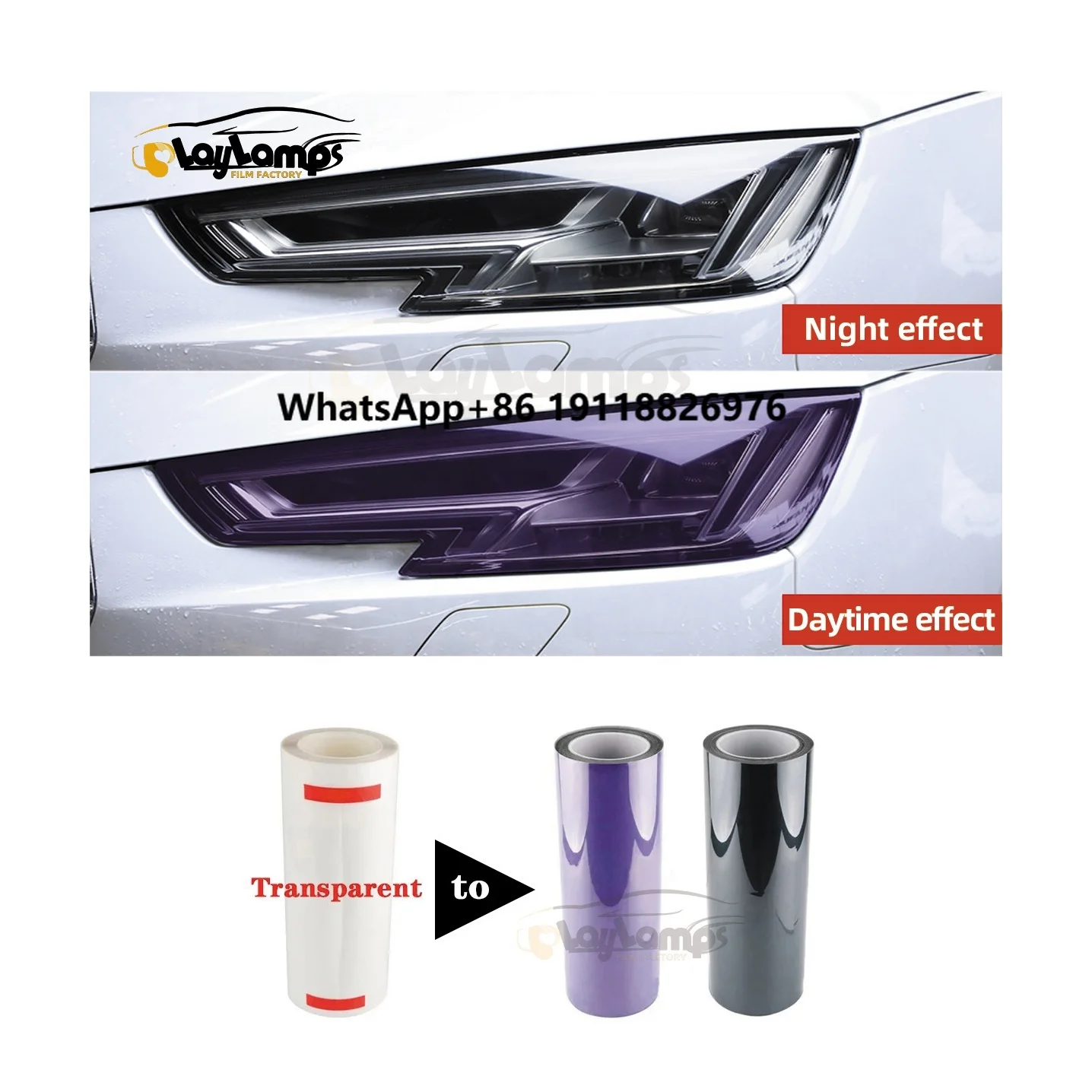 UV Color Changing Car Headlight Film Tpu Tph White to Black/purple Head Light Ppf Film Photochromatic Headlight Tint Film
UV Color Changing Car Headlight Film Tpu Tph White to Black/purple Head Light Ppf Film Photochromatic Headlight Tint Film