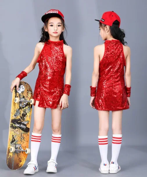 1 комплект, Детский костюм для танцев в стиле хип-хоп 
1 комплект, Детский костюм для танцев в стиле хип-хоп