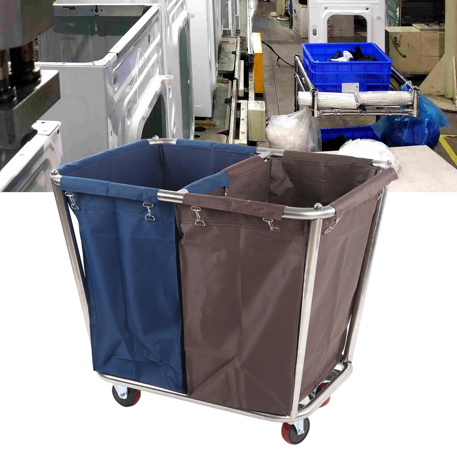2 Bag Laundry Basket Oxford Cloth Bags Heavy Duty 350L Large Capacity Laundry Sorter Cart 4 Silent Wheels for Commercial Hotel
2 Bag Laundry Basket Oxford Cloth Bags Heavy Duty 350L Large Capacity Laundry Sorter Cart 4 Silent Wheels for Commercial Hotel