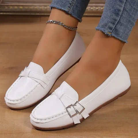 Kadınlar Oxford ayakkabı çift toka düz ayakkabı kadın daireler üzerinde kayma siyah loafer'lar dikiş tekne ayakkabı rahat ayakkabılar...