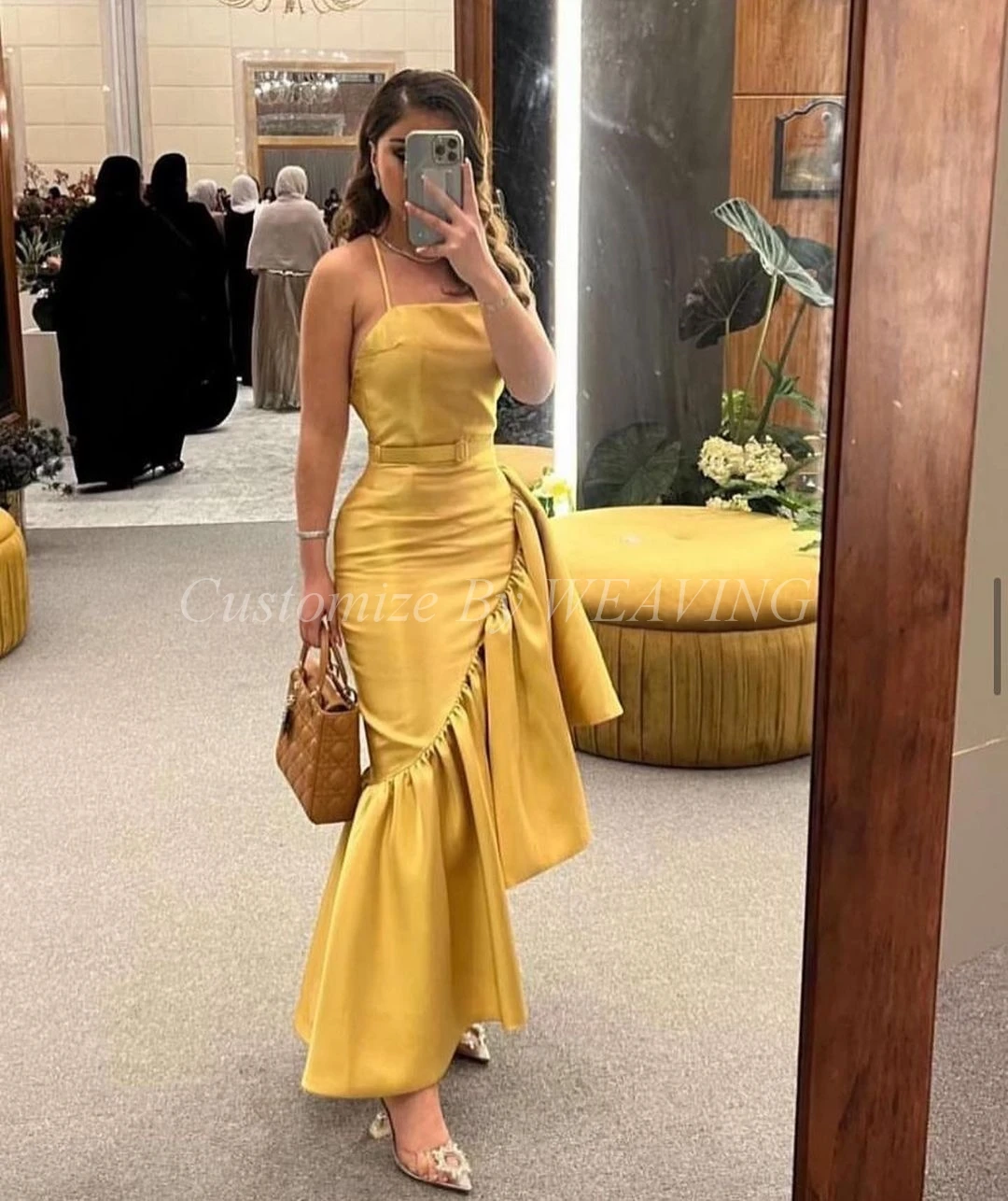 Yellow Satin Long Prom Dresses Mermaid Strapless Ankle Length Saudi Arabic Women Prom Gowns Formal Party Dress
Yellow Satin Long Prom Dresses Mermaid Strapless Ankle Length Saudi Arabic Women Prom Gowns Formal Party Dress