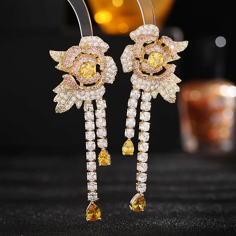 yellow blue flower earrings women bride wedding luxury jewelry evening party elegant chain tassel sparkly zirconia
yellow blue flower earrings women bride wedding luxury jewelry evening party elegant chain tassel sparkly zirconia