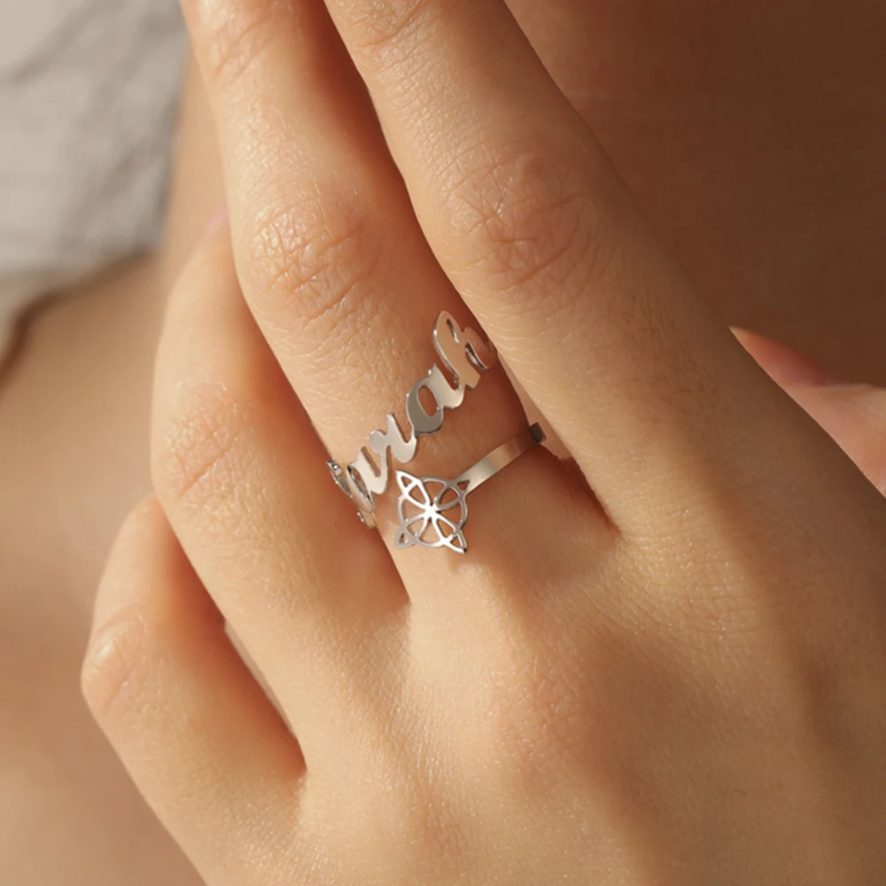 My Shape Witch Knot Rings Custom Name Rings Stainless Steel Open Size Personalised Name Rings Customized Jewelry Amulet Gifts
My Shape Witch Knot Rings Custom Name Rings Stainless Steel Open Size Personalised Name Rings Customized Jewelry Amulet Gifts