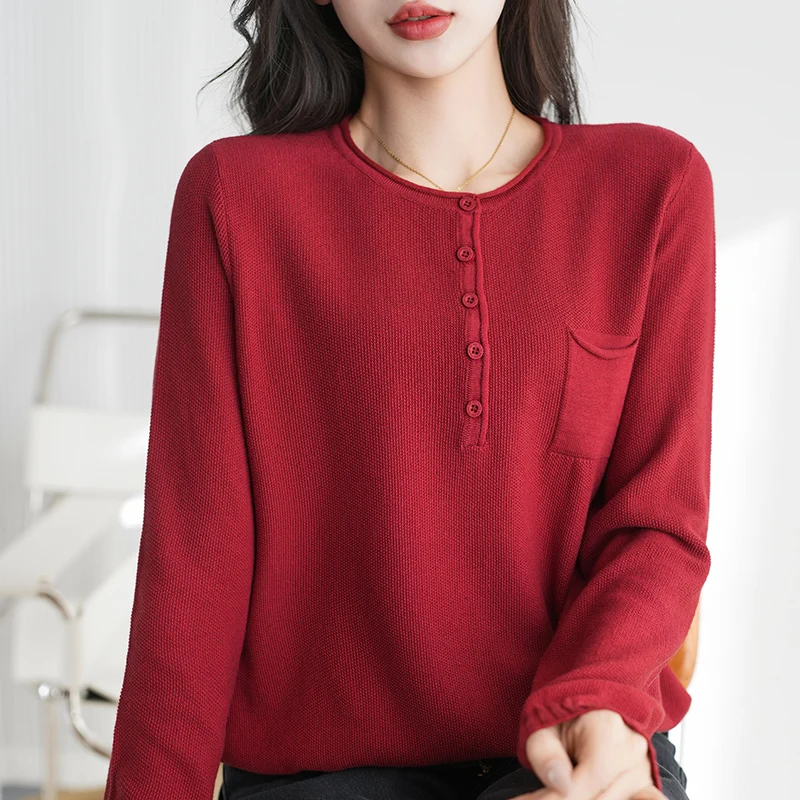 Spring Knit O-neck Cotton Sweater Women Long Sleeve Tops Button Pocket Female Autumn Fashion Casual Loose Basics Pullover Jumper
Spring Knit O-neck Cotton Sweater Women Long Sleeve Tops Button Pocket Female Autumn Fashion Casual Loose Basics Pullover Jumper