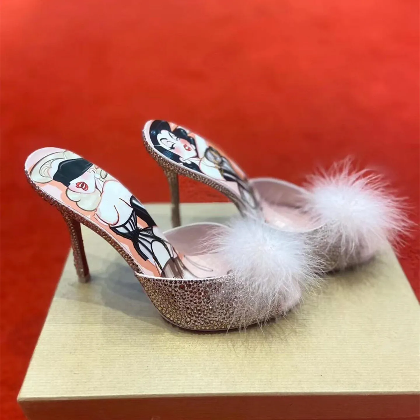 Pink Hot Water Diamond Fish Mouth Muller High Heels Open Toe Slippers Cartoon Poster Girl Camel Bird Hairball Sexy Women's Shoes
Pink Hot Water Diamond Fish Mouth Muller High Heels Open Toe Slippers Cartoon Poster Girl Camel Bird Hairball Sexy Women's Shoes