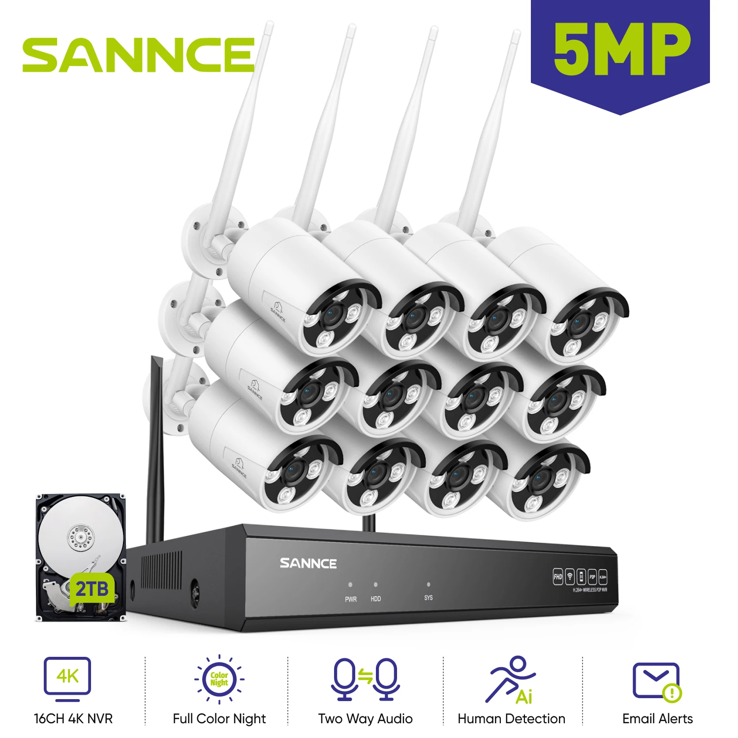 SANNCE 5MP Wi-Fi камера наблюдения система умное ночное видение двустороннее голосовое обнаружение движения Wi-Fi защитная камера безопасности
SANNCE 5MP Wi-Fi камера наблюдения система умное ночное видение двустороннее голосовое обнаружение движения Wi-Fi защитная камера безопасности