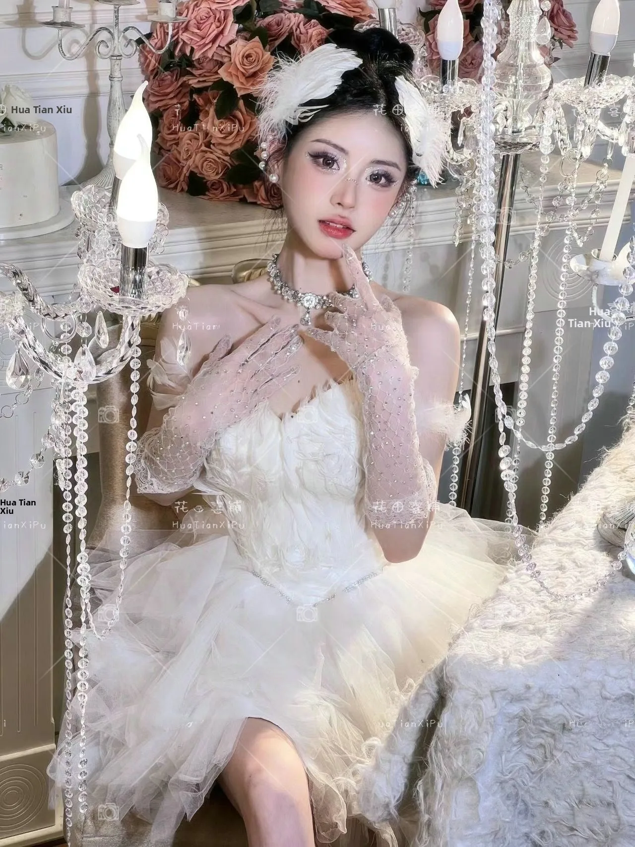 Ballet Theme Photography White Swan Costume Diamond Fragments Off-Shoulder Dress Artistic Portrait Photography Dress
Ballet Theme Photography White Swan Costume Diamond Fragments Off-Shoulder Dress Artistic Portrait Photography Dress