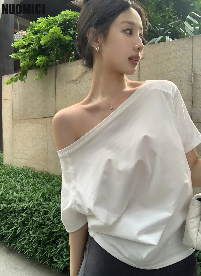 NUOMICI Solid Color Oblique Shoulder Short Sleeve Female Summer Off-Shoulder T-shirt Simple Fashion Hot Girl White One-Shoulder
NUOMICI Solid Color Oblique Shoulder Short Sleeve Female Summer Off-Shoulder T-shirt Simple Fashion Hot Girl White One-Shoulder