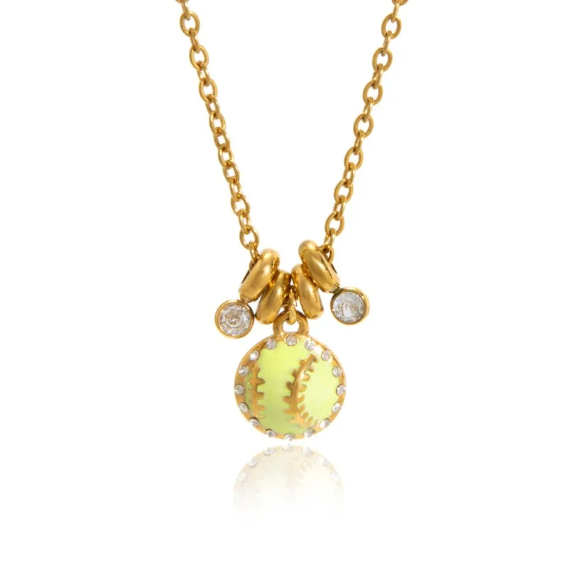 Minar Unusual Green Enamel Volleyball Round Rhinestone Pendant Necklaces for Women 18K Gold PVD Plated Titanium Steel Chokers
Minar Unusual Green Enamel Volleyball Round Rhinestone Pendant Necklaces for Women 18K Gold PVD Plated Titanium Steel Chokers