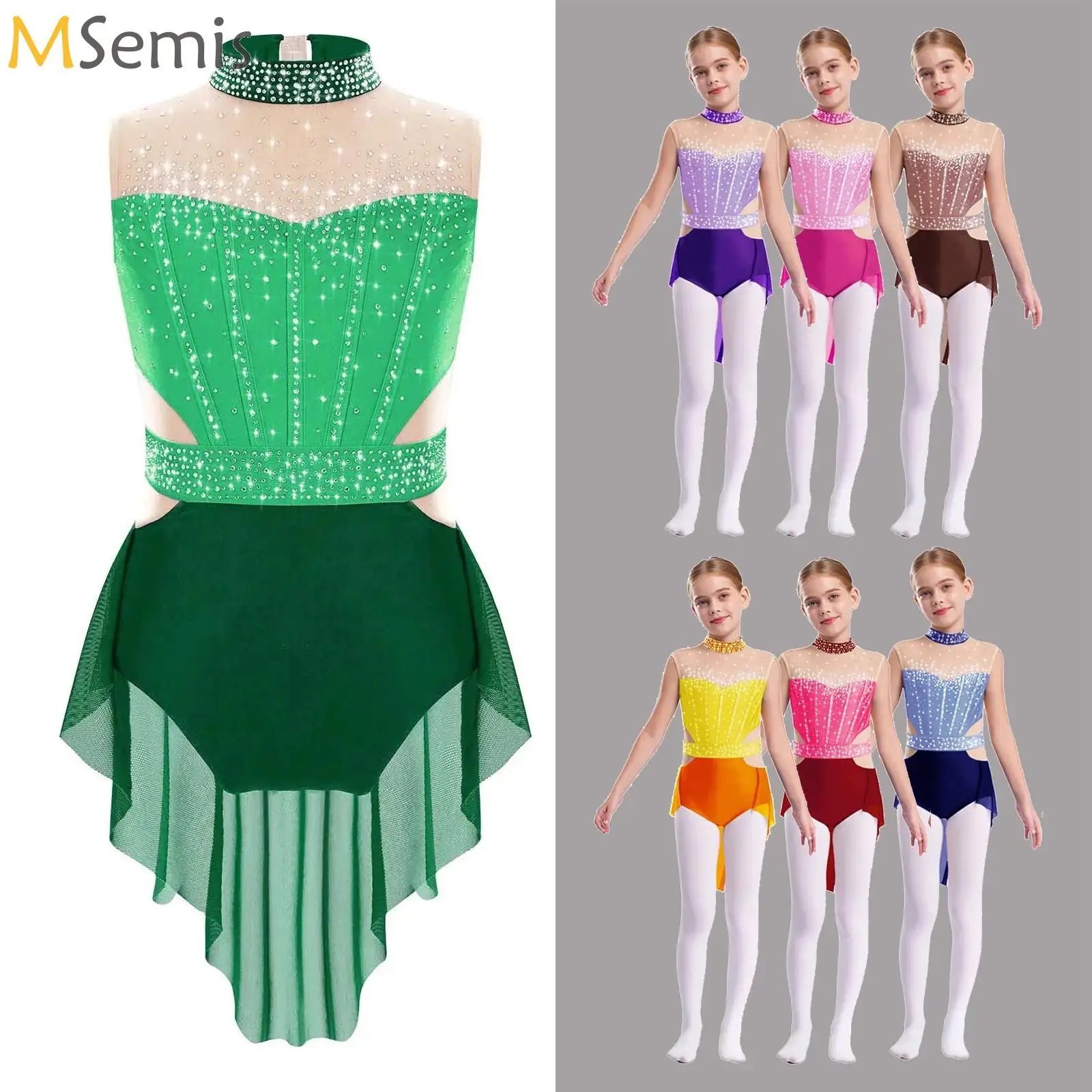 Girls Lyrical Contemporary Dancewear Shiny Rhinestones Color Block Mesh Skirted Leotard Skating Gymnastic Costume Ballet Dresses
Girls Lyrical Contemporary Dancewear Shiny Rhinestones Color Block Mesh Skirted Leotard Skating Gymnastic Costume Ballet Dresses