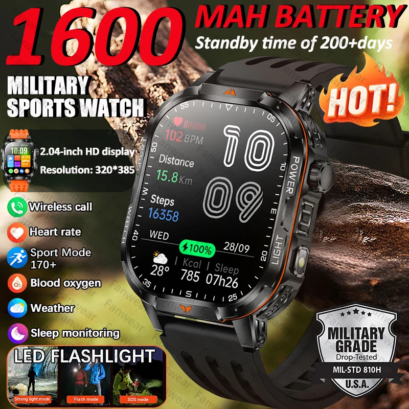 2026 Newly upgraded military smart watch Men's 1600 mAh battery standby 200 days LED flashlight 170+ sports Bluetooth call healt
2026 Newly upgraded military smart watch Men's 1600 mAh battery standby 200 days LED flashlight 170+ sports Bluetooth call healt