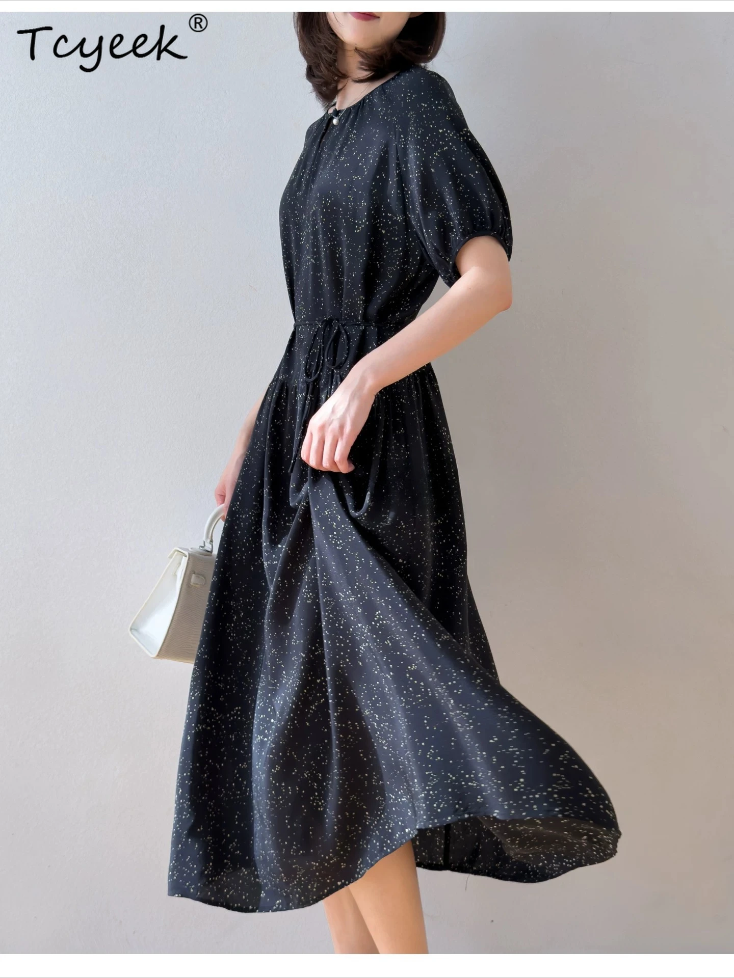 Tcyeek 100% Natural Mulberry Silk Beach Dress Women Clothes Elegant Womens Dresses Dots Fashion Summer Dress Black Loose Платье
Tcyeek 100% Natural Mulberry Silk Beach Dress Women Clothes Elegant Womens Dresses Dots Fashion Summer Dress Black Loose Платье