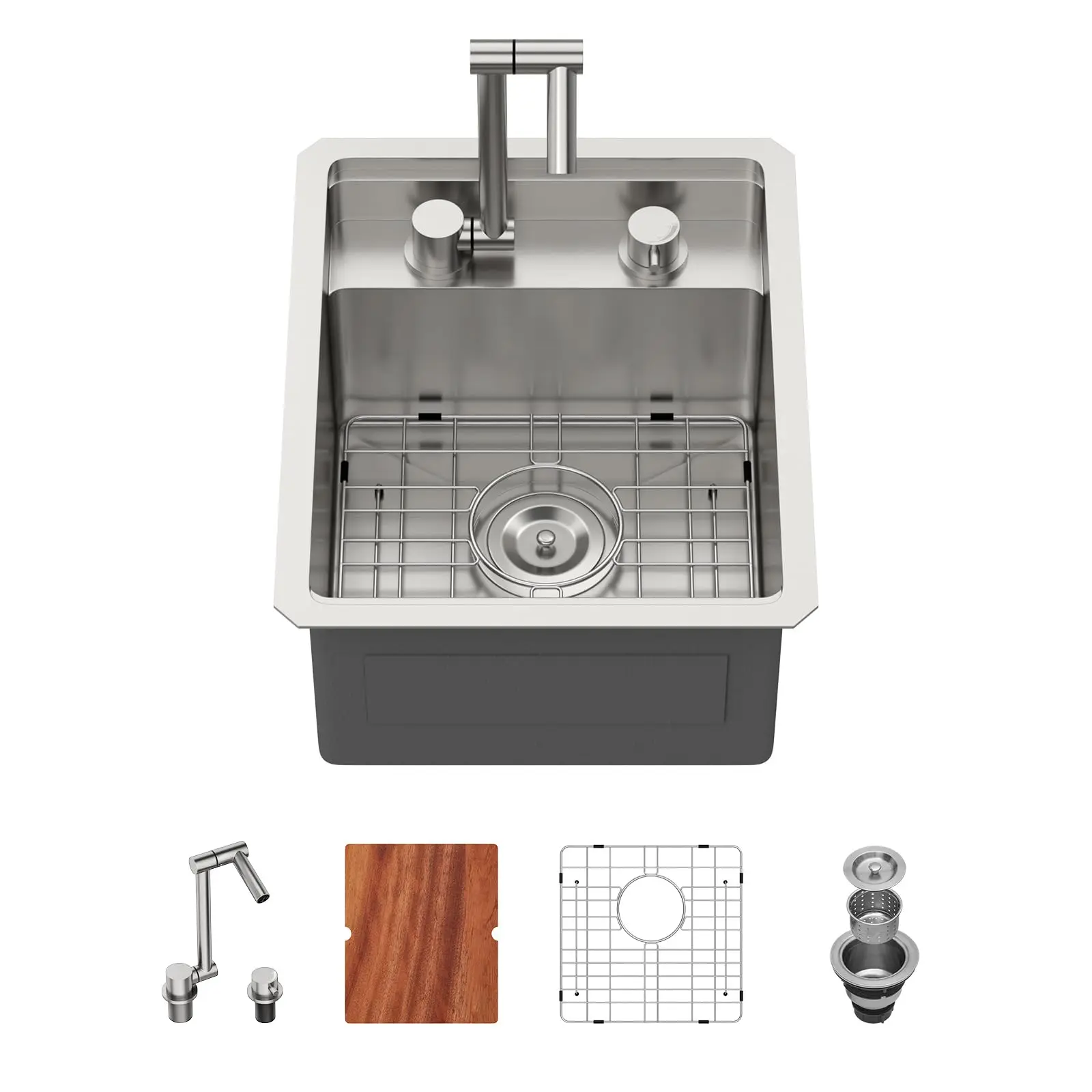 33 Inch Undermount Single Bowl Stainless Steel Kitchen Sink With Workstation Accessories
33 Inch Undermount Single Bowl Stainless Steel Kitchen Sink With Workstation Accessories