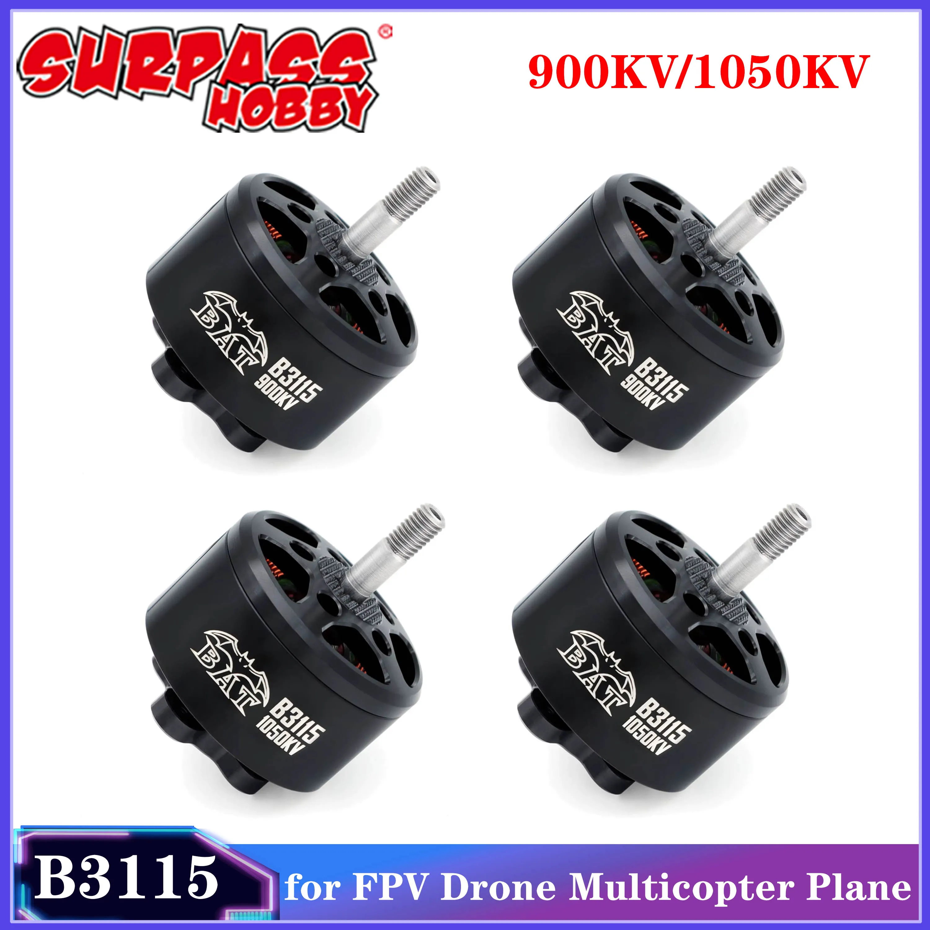4 шт. Surpass Hobby BAT 3115 900KV 1050KV Бесщеточный двигатель для RC дальнего действия FPV Racing Drone Multicopter Plane 10 дюймов Mark4 Parts 
4 шт. Surpass Hobby BAT 3115 900KV 1050KV Бесщеточный двигатель для RC дальнего действия FPV Racing Drone Multicopter Plane 10 дюймов Mark4 Parts