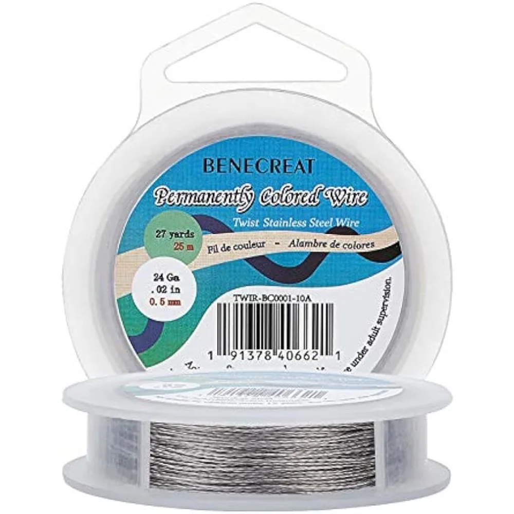 BENECREAT 0.5MM 82FT Twist Stainless Steel Wire Stainless Bead String Wire for Necklace Bracelet Making (3 Strands)
BENECREAT 0.5MM 82FT Twist Stainless Steel Wire Stainless Bead String Wire for Necklace Bracelet Making (3 Strands)
