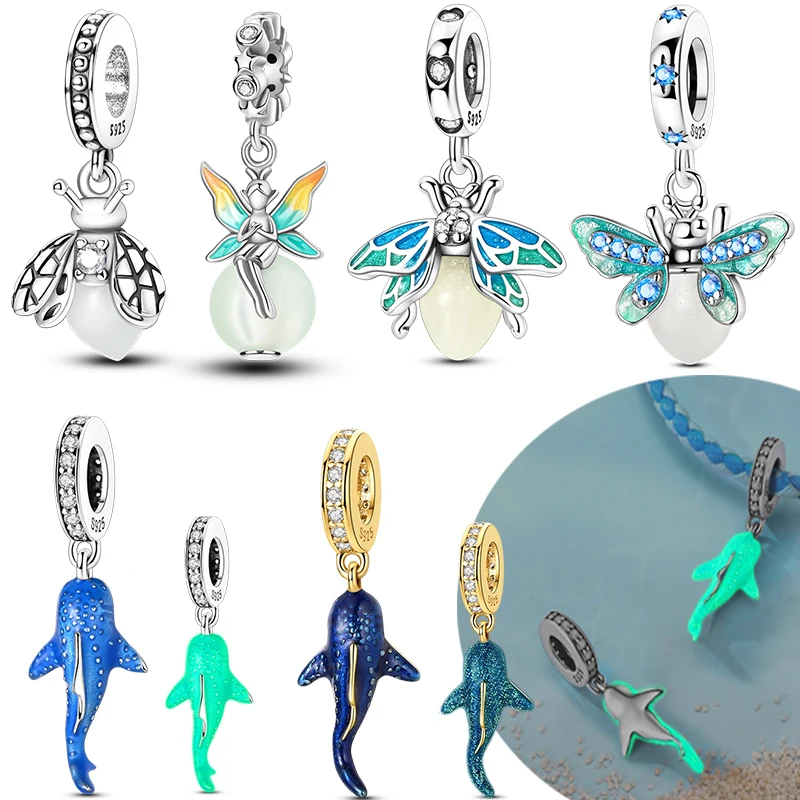 925 Sterling Silver Luminous Whale Shark & Firefly Pendant DIY Charm Beads for Bracelet Necklace Women Jewelry
925 Sterling Silver Luminous Whale Shark & Firefly Pendant DIY Charm Beads for Bracelet Necklace Women Jewelry