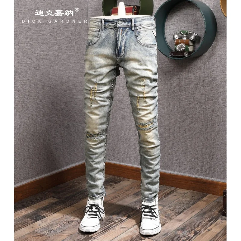 2025 Autumn Retro Nostalgic Jeans for Men with Piercing Patches, Slim Fit, Elastic, Small Straight, Trendy Pants
2025 Autumn Retro Nostalgic Jeans for Men with Piercing Patches, Slim Fit, Elastic, Small Straight, Trendy Pants