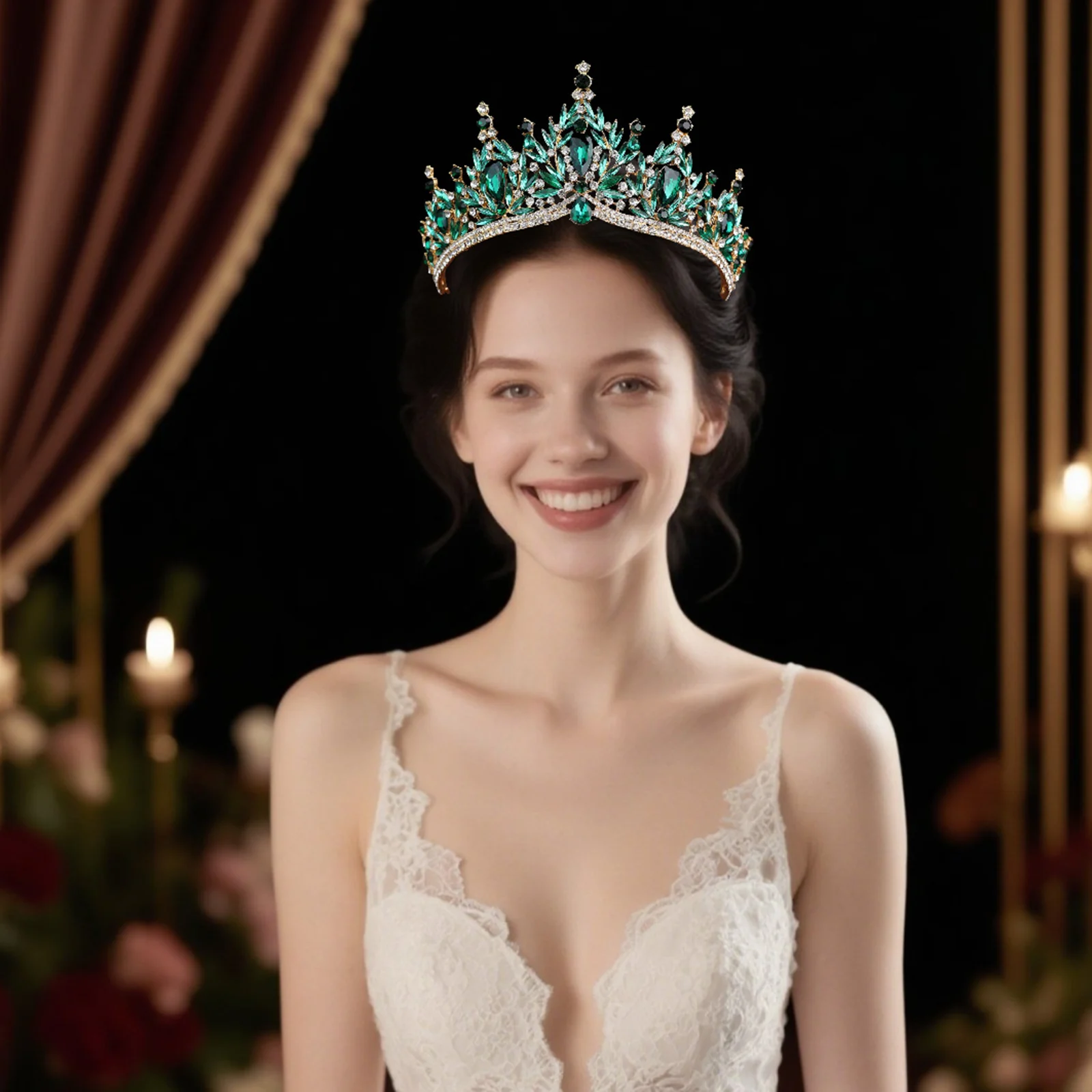 Свадебная корона для укладки волос для женщин, изысканная элегантная зеленая повязка для волос с кристаллами, винтажная заколка для головного убора в стиле барокко 
Свадебная корона для укладки волос для женщин, изысканная элегантная зеленая повязка для волос с кристаллами, винтажная заколка для головного убора в стиле барокко