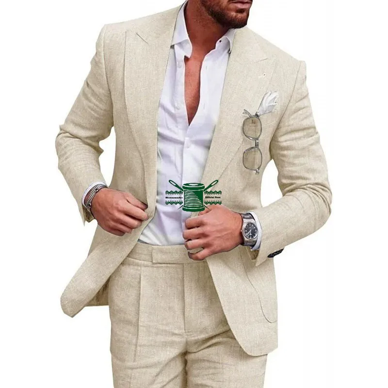 Summer Man Suits Beige Beach Suits Linen Wedding Suit Peaked Lapel Men Suit 2 Psc Linen Groom Tuxedos
Summer Man Suits Beige Beach Suits Linen Wedding Suit Peaked Lapel Men Suit 2 Psc Linen Groom Tuxedos