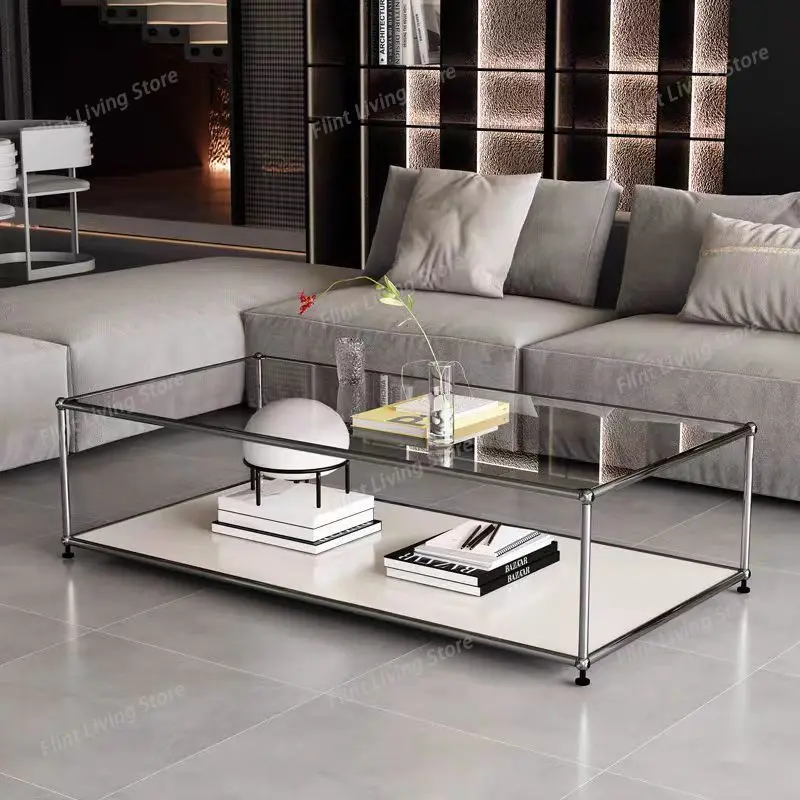 Modern Minimalist Rectangle Coffee Tables Stainless Steel Double Layer Tempered Glass Small Space Living Room Home Decor
Modern Minimalist Rectangle Coffee Tables Stainless Steel Double Layer Tempered Glass Small Space Living Room Home Decor