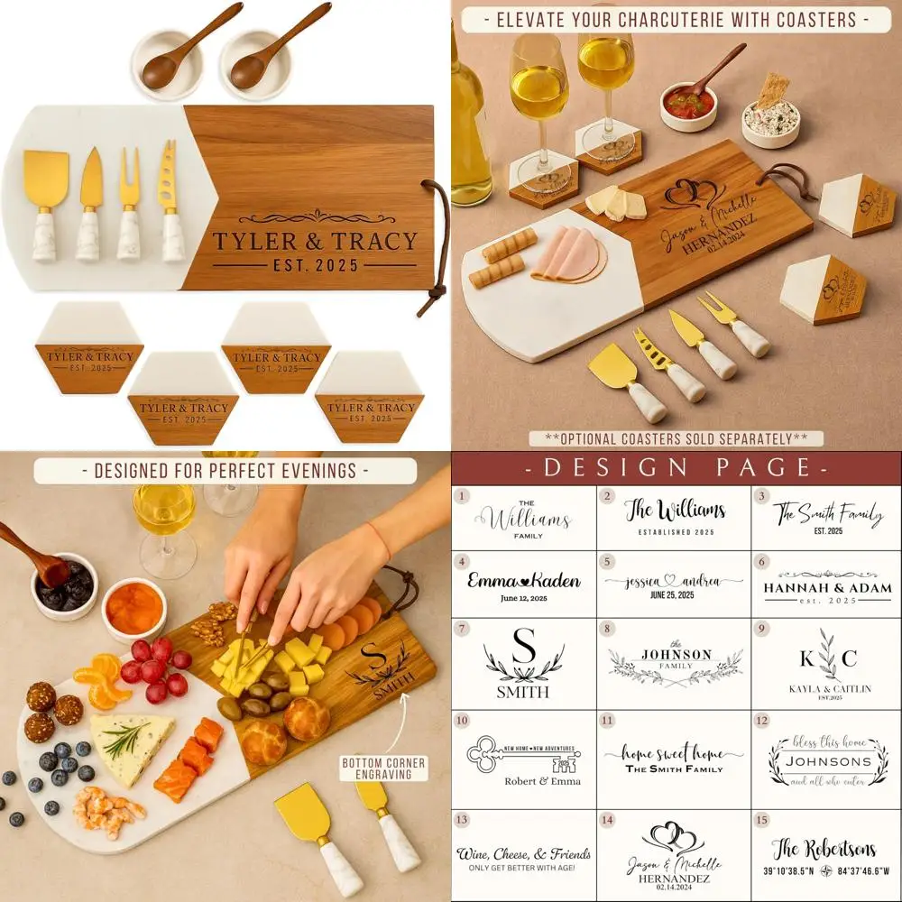 Acacia and Marble Cheese Board Set with Utensils - Personalized Gift for Weddings and Home Warming Parties
Acacia and Marble Cheese Board Set with Utensils - Personalized Gift for Weddings and Home Warming Parties