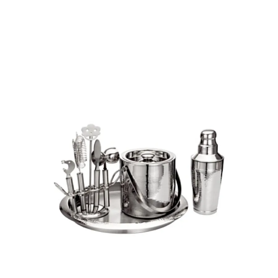 Nine Piece Hammered Finish Steel Bar Set
Nine Piece Hammered Finish Steel Bar Set