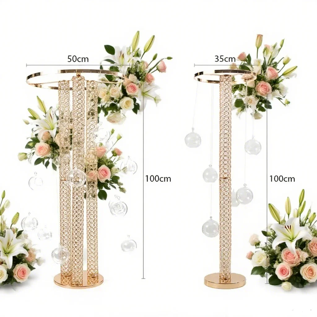 Подставка для цветов с подвесным шаром, круглая золотая центральная часть свадебного стола, подходящая для украшения свадебной вечеринки, дня рождения 
Подставка для цветов с подвесным шаром, круглая золотая центральная часть свадебного стола, подходящая для украшения свадебной вечеринки, дня рождения