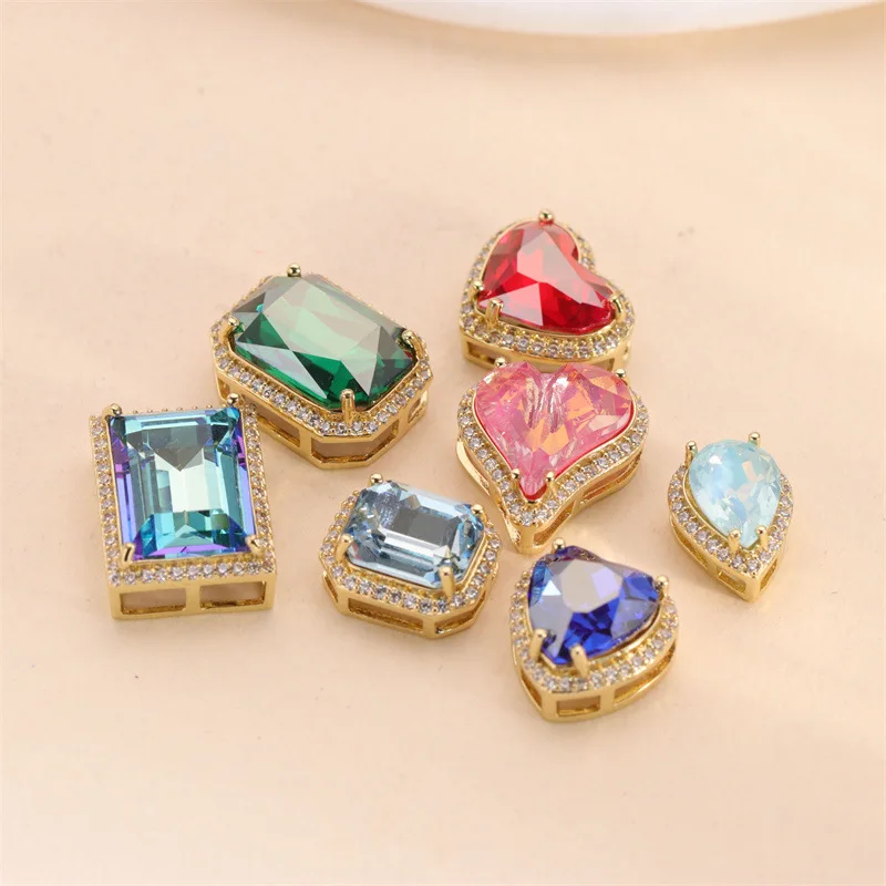 5pcs Gold plated Square Water-drop Heart Shape Colorful Zircon connector Pendant Jewelry DIY
5pcs Gold plated Square Water-drop Heart Shape Colorful Zircon connector Pendant Jewelry DIY