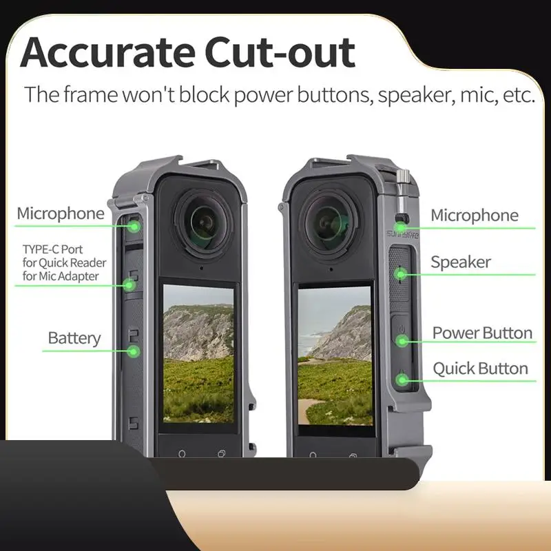 SUNNYLIFE Camera Cage For Insta360 X4 Aluminum Cage Expansion Bezel Dual Cold Shoe Port Camera Case-T44C
SUNNYLIFE Camera Cage For Insta360 X4 Aluminum Cage Expansion Bezel Dual Cold Shoe Port Camera Case-T44C