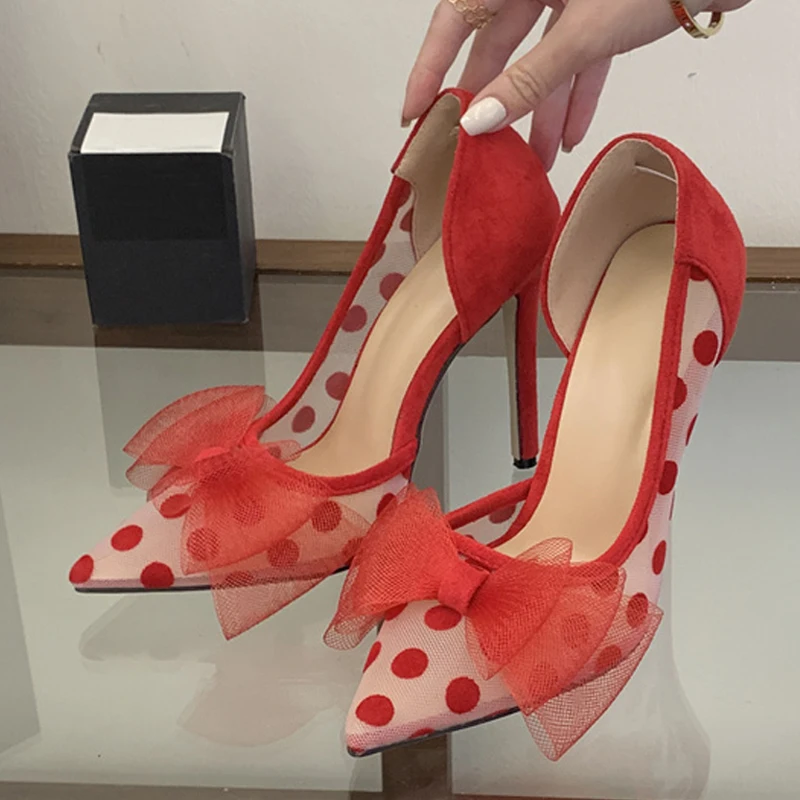 Liyke Fashion Red Butterfly Knot Pointed Toe Slingback High Heels Wedding Prom Shoes Polka Dot Mesh Pumps Women Stilettos Mujer
Liyke Fashion Red Butterfly Knot Pointed Toe Slingback High Heels Wedding Prom Shoes Polka Dot Mesh Pumps Women Stilettos Mujer