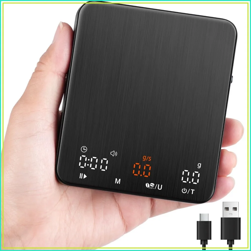 Mini Espresso Coffee Scale with Timer & Flow Rate, 2kg/0.1g Precision, Portable, USB-C Rechargeable, Triple Brew Modes, LED Display, Mute Mode, g/oz/lb:oz
Mini Espresso Coffee Scale with Timer & Flow Rate, 2kg/0.1g Precision, Portable, USB-C Rechargeable, Triple Brew Modes, LED Display, Mute Mode, g/oz/lb:oz