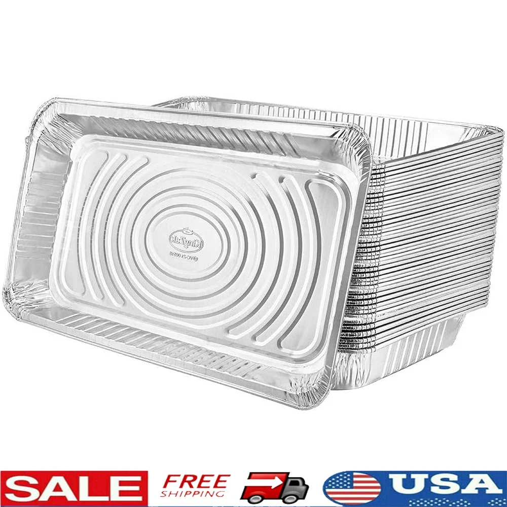 Heavy Duty Aluminum Disposable Roasting Baking Pans 50 Pack Nonstick Foil Trays Durable Eco Friendly Deep Chafing Containers
Heavy Duty Aluminum Disposable Roasting Baking Pans 50 Pack Nonstick Foil Trays Durable Eco Friendly Deep Chafing Containers