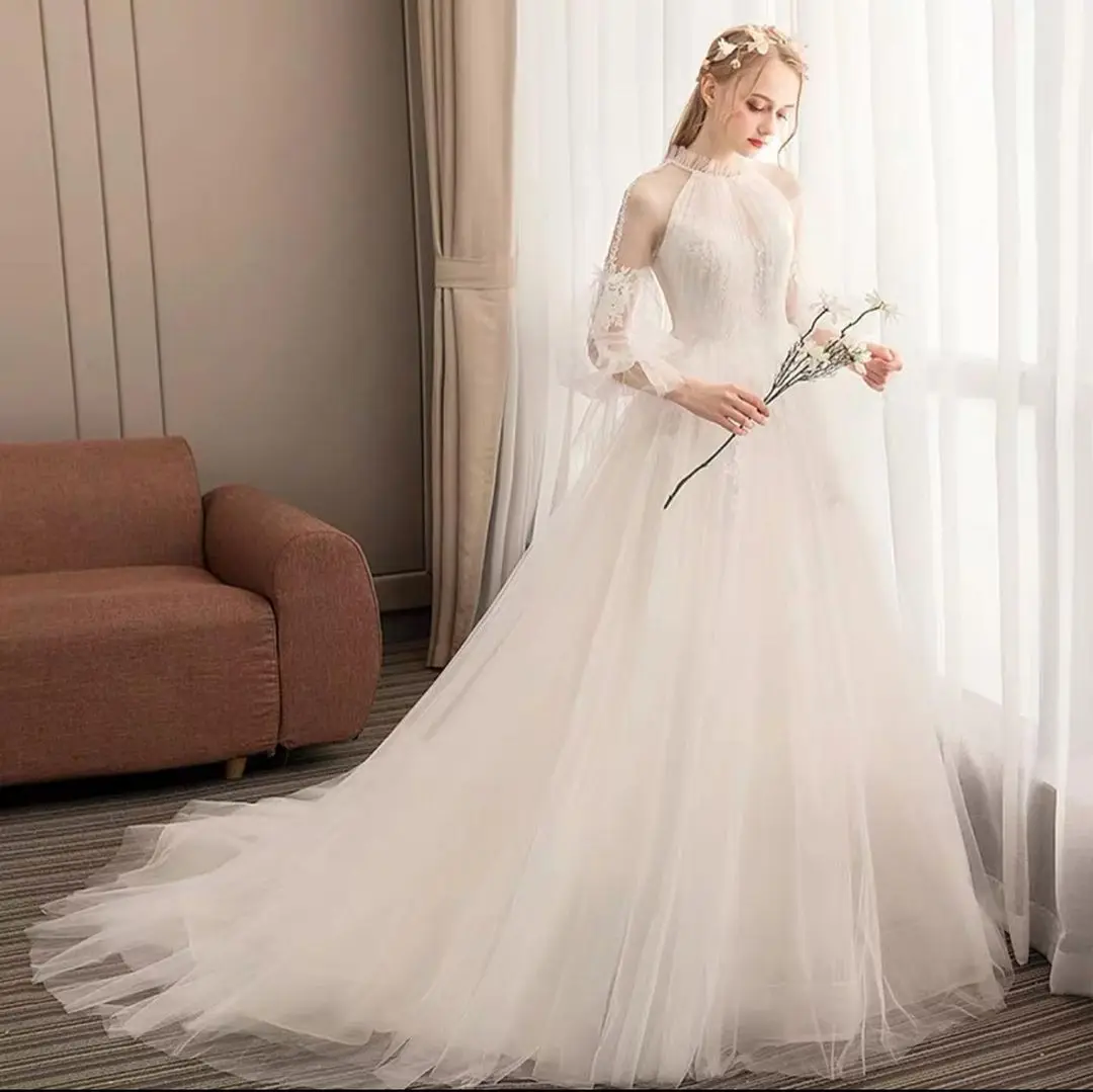 Customized New High Neck Three Quarter Sleeve Wedding Dress Sexy Lace Applique Plus Size Vintage Bridal Gown Robe De Mariee
Customized New High Neck Three Quarter Sleeve Wedding Dress Sexy Lace Applique Plus Size Vintage Bridal Gown Robe De Mariee