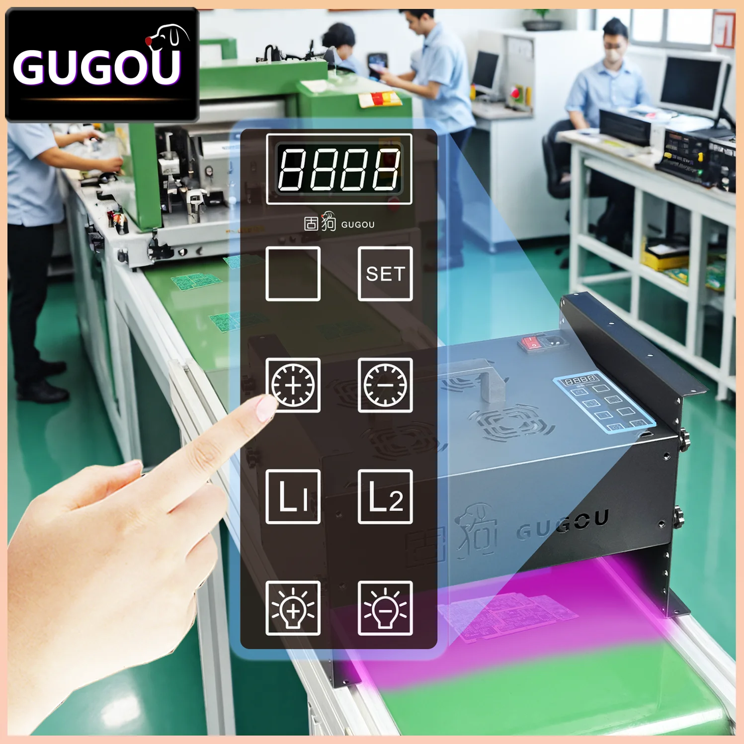 Energy-adjustable ultraviolet (UV) gel curing lamp, with wavelengths of 405nm, 395nm, and 365nm, suitable for rapid curing of in
Energy-adjustable ultraviolet (UV) gel curing lamp, with wavelengths of 405nm, 395nm, and 365nm, suitable for rapid curing of in