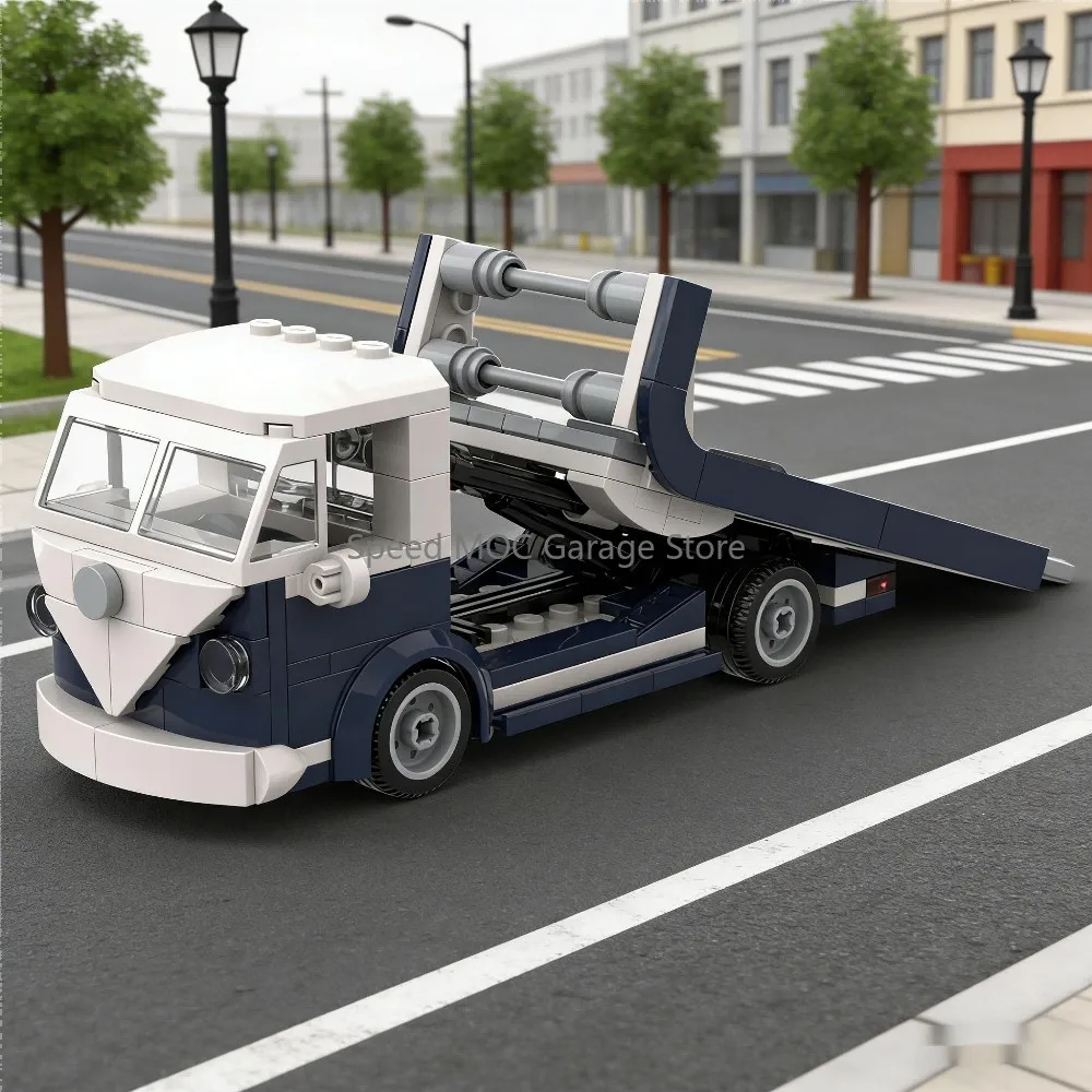 MOC Retro Flatbed Tow Truck Building Blocks Set - Vintage Van Style Car Transporter Model Kit for Classic Vehicle Fans
MOC Retro Flatbed Tow Truck Building Blocks Set - Vintage Van Style Car Transporter Model Kit for Classic Vehicle Fans