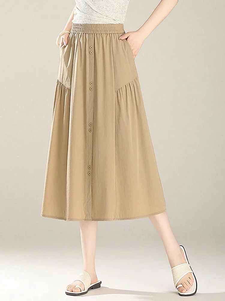 Stylish Solid A-line Skirts For Women Preppy School High Elastic Waist Long Skirt Nice In Dresses Woman Clothing Women's Skirts
Stylish Solid A-line Skirts For Women Preppy School High Elastic Waist Long Skirt Nice In Dresses Woman Clothing Women's Skirts