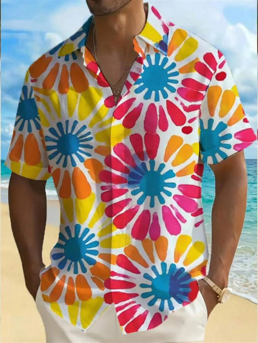 Mens Colorful Floral Sunburst Print Casual Short Sleeve Beach Shirt Lightweight Summer Wear
Mens Colorful Floral Sunburst Print Casual Short Sleeve Beach Shirt Lightweight Summer Wear