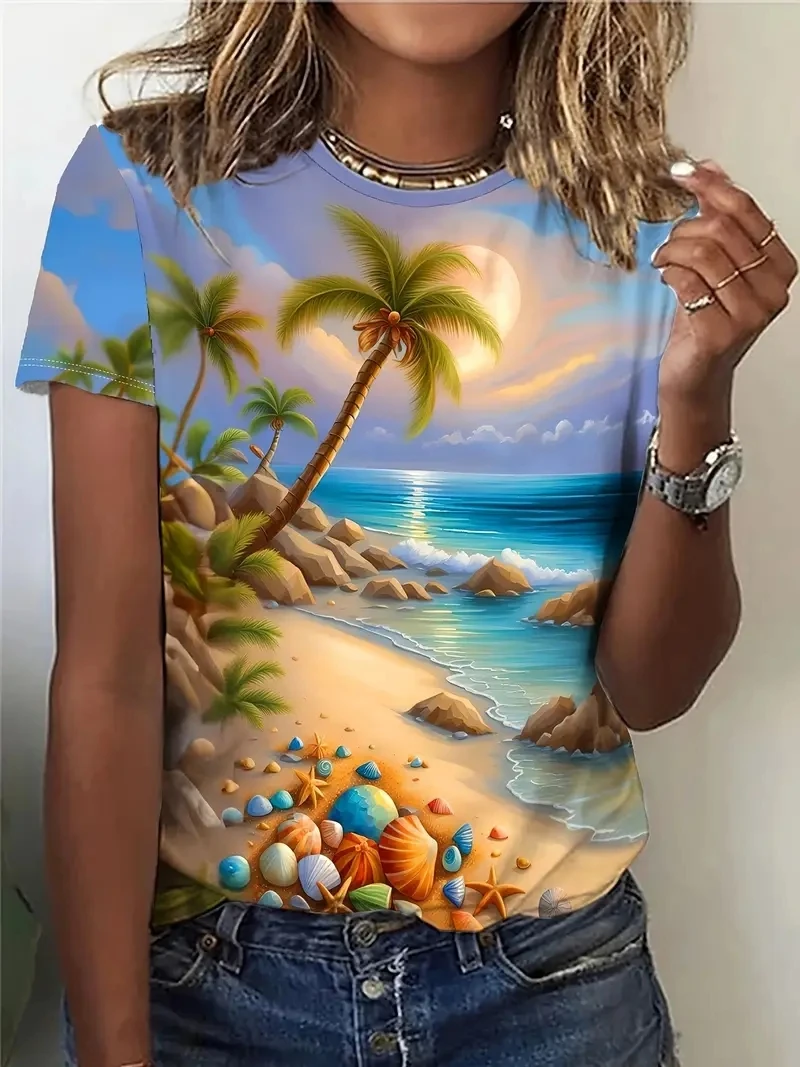 Ladies PLUS -3D Vibrant Underwater Coral Reef Print Short Sleeved T-shirt, Loose and Casual, Soft and Comfortable, Breathable
Ladies PLUS -3D Vibrant Underwater Coral Reef Print Short Sleeved T-shirt, Loose and Casual, Soft and Comfortable, Breathable