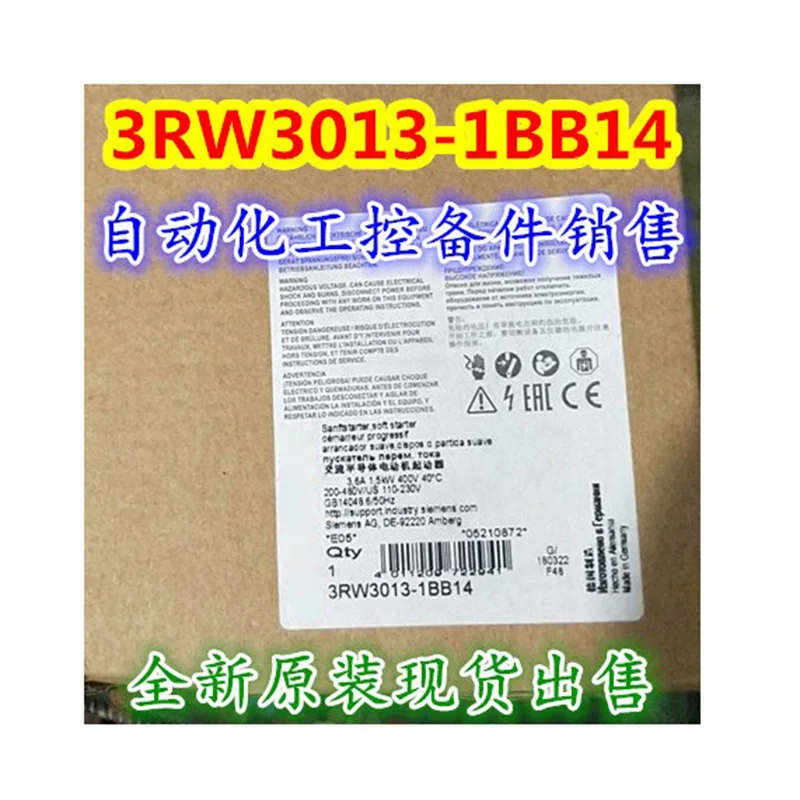 Brand new original 3RW30131BB14 SIRIUS 1.5KW soft starter 3RW3013-1BB14 spot
Brand new original 3RW30131BB14 SIRIUS 1.5KW soft starter 3RW3013-1BB14 spot