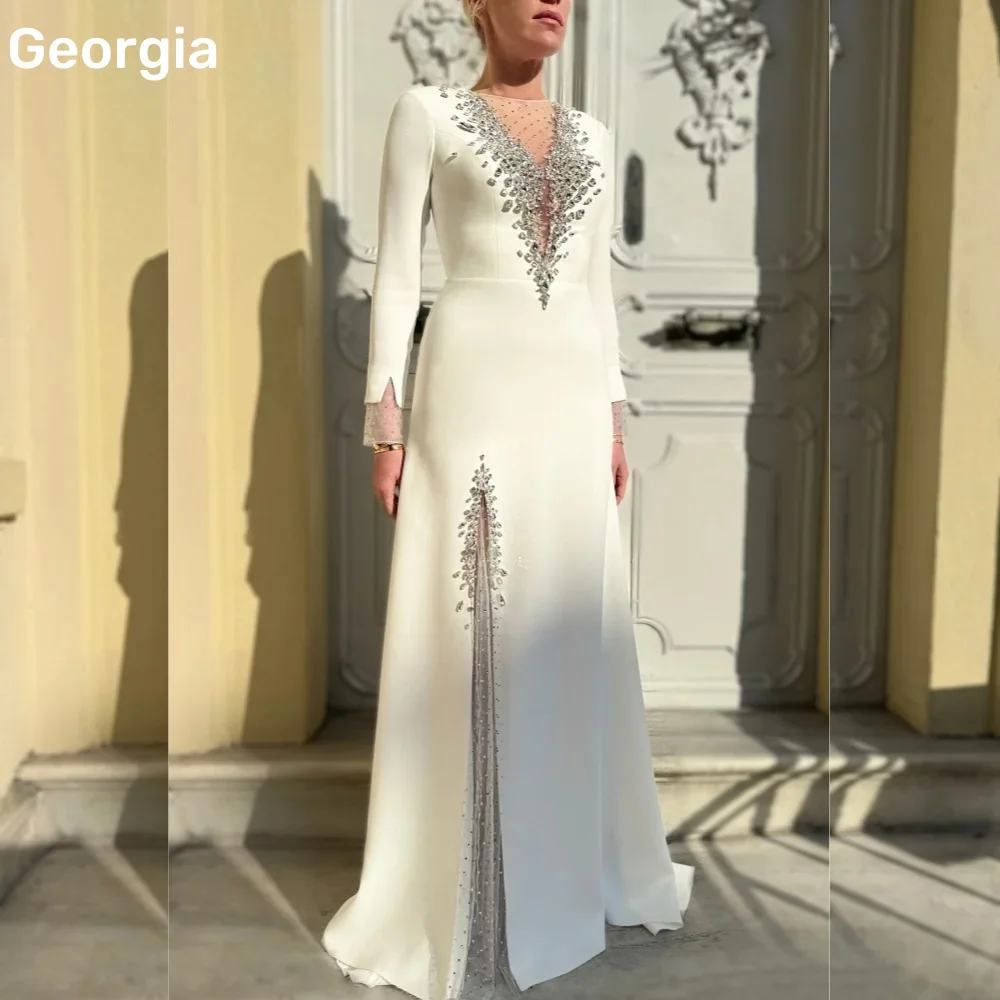 Customized Prom Dresses 2025 A-Line Scoop Neckline Floor-Length Beadings Zipper Up Luxury Evening Dresses Long Sleeves Lining
Customized Prom Dresses 2025 A-Line Scoop Neckline Floor-Length Beadings Zipper Up Luxury Evening Dresses Long Sleeves Lining